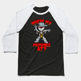 Funny Cute Urban Style Hiphop Mummy Spooky Original Cartoon Meme Baseball T-Shirt